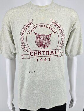 Distressed Vintage 1990s ROTC Central Cadet Challenge 1997 Wildcat T-Shirt (XL)